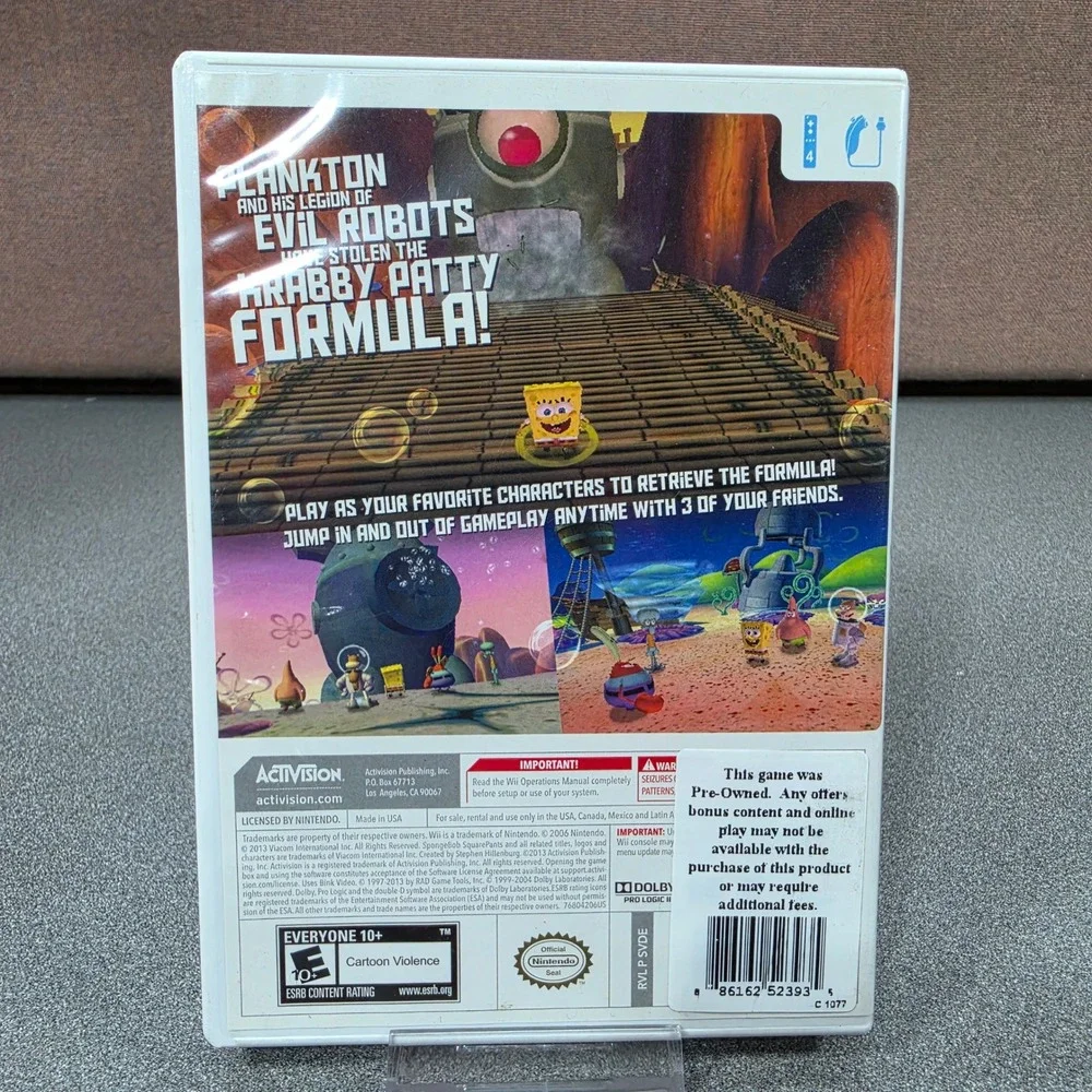 Activision SpongeBob Plankton's Robotic Revenge Wii NTSC White Good Action Game